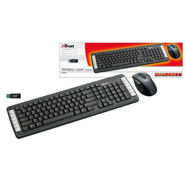 Trust DS-4400D keyboard Mouse included Home RF Wireless UK International Black, Silver