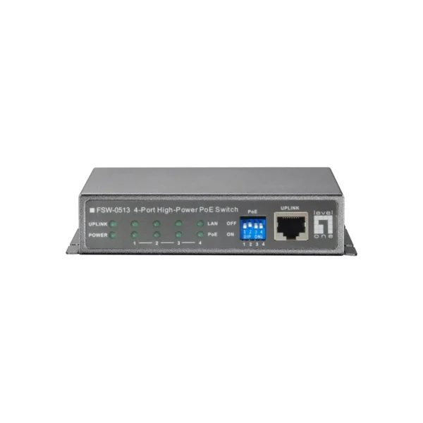 LevelOne 5-Port Fast Ethernet PoE Switch, 4 PoE Outputs, 120W, power adapter included