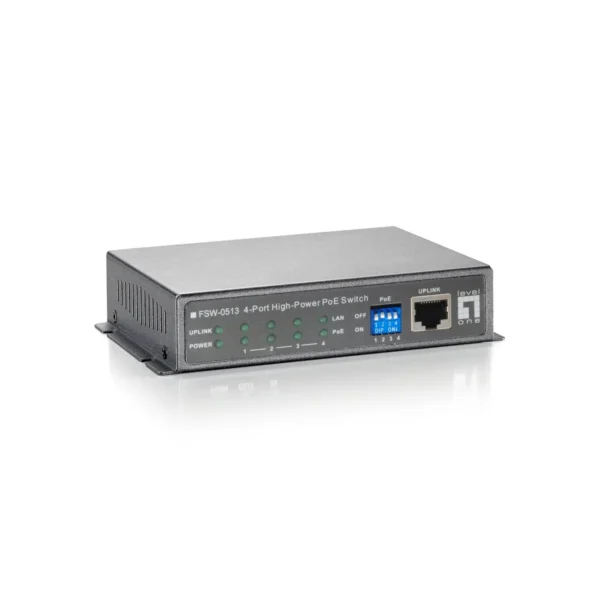 LevelOne 5-Port Fast Ethernet PoE Switch, 4 PoE Outputs, 120W, power adapter included