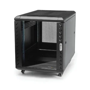 StarTech.com 4-Post 12U Server Rack Cabinet, Lockable 19″ Data Rack Cabinet for Computer / AV / IT Equipment, Office / Home Network Rack with Casters & Adjustable Mounting Rails