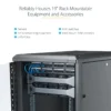 StarTech.com 4-Post 12U Server Rack Cabinet, Lockable 19″ Data Rack Cabinet for Computer / AV / IT Equipment, Office / Home Network Rack with Casters & Adjustable Mounting Rails