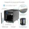 StarTech.com 4-Post 12U Server Rack Cabinet, Lockable 19″ Data Rack Cabinet for Computer / AV / IT Equipment, Office / Home Network Rack with Casters & Adjustable Mounting Rails