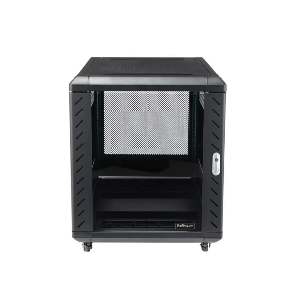 StarTech.com 4-Post 12U Server Rack Cabinet, Lockable 19″ Data Rack Cabinet for Computer / AV / IT Equipment, Office / Home Network Rack with Casters & Adjustable Mounting Rails