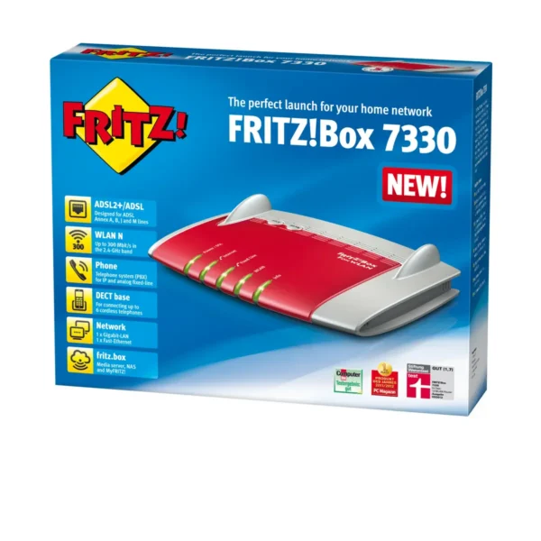 FRITZ! Box Fon WLAN 7330 A/CH wireless router Gigabit Ethernet Single-band (2.4 GHz) Grey, Red