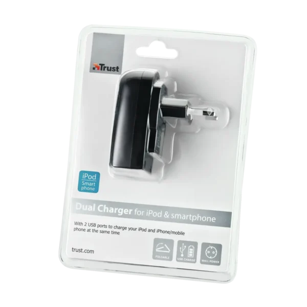 Trust Dual Charger Mobile phone, MP3 Black AC Indoor