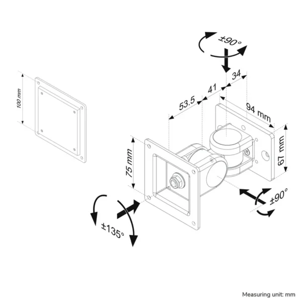 Neomounts FPMA-DTBW200 Toolbar monitor bracket 10-30″ – full motion