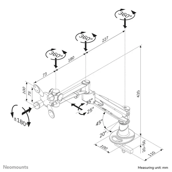 Neomounts FPMA-D940G Monitor arm 10-30″ – gas spring
