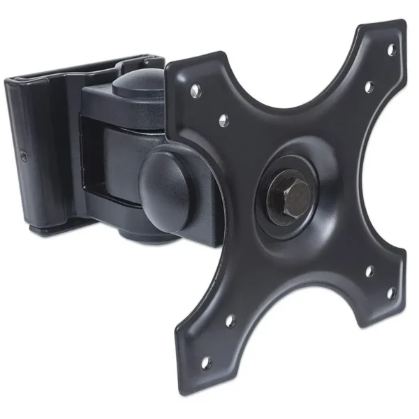 Manhattan Wall Mount for TV & Monitors (Tilt and Swivel 2 pivots), For screens 13″ to 27″, VESA compatability: 75x75mm and 100x100mm – check the dimensions of the four mounting holes on back of screen to ensure it fits, Max 12kg, Black, Bracket