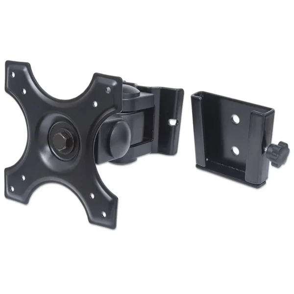 Manhattan Wall Mount for TV & Monitors (Tilt and Swivel 2 pivots), For screens 13″ to 27″, VESA compatability: 75x75mm and 100x100mm – check the dimensions of the four mounting holes on back of screen to ensure it fits, Max 12kg, Black, Bracket