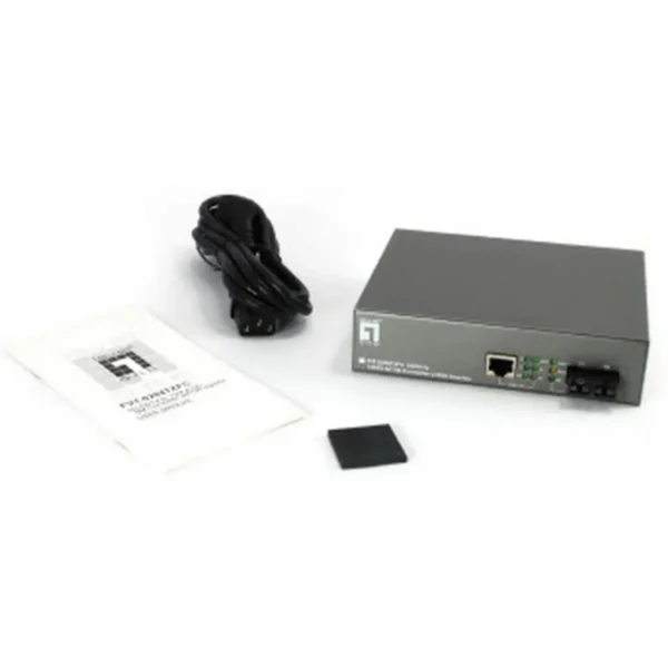 LevelOne RJ45 to SC Fast Ethernet Media Converter, 1 PoE Output, 802.3af PoE, Single-Mode Fiber, 20km
