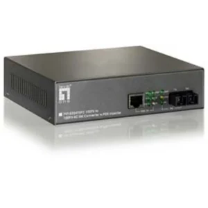 LevelOne RJ45 to SC Fast Ethernet Media Converter, 1 PoE Output, 802.3af PoE, Single-Mode Fiber, 20km