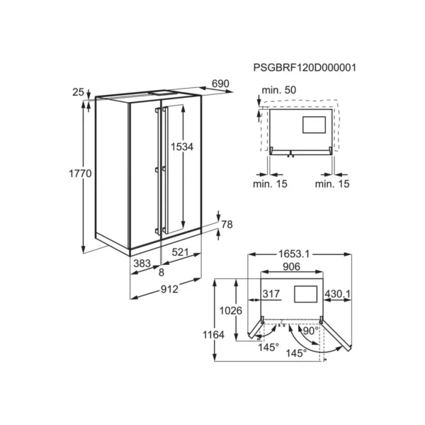 Electrolux EAL6140WOU side-by-side refrigerator Freestanding 570 L G Silver, Stainless steel