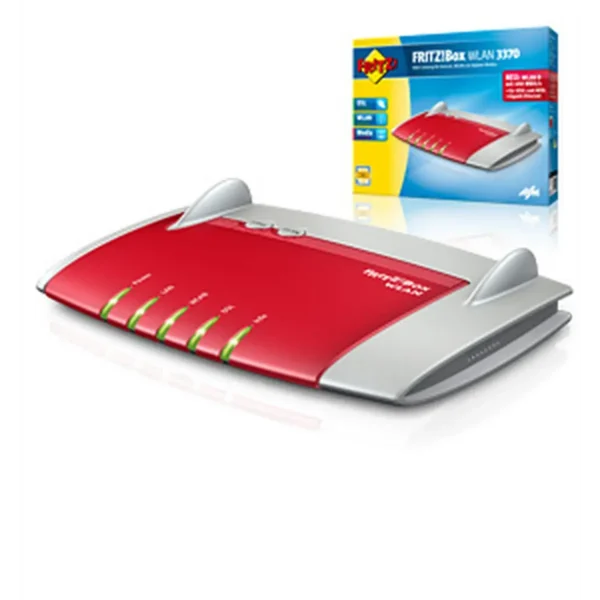 FRITZ! Box WLAN 3370 wireless router Gigabit Ethernet Dual-band (2.4 GHz / 5 GHz) Red, Silver