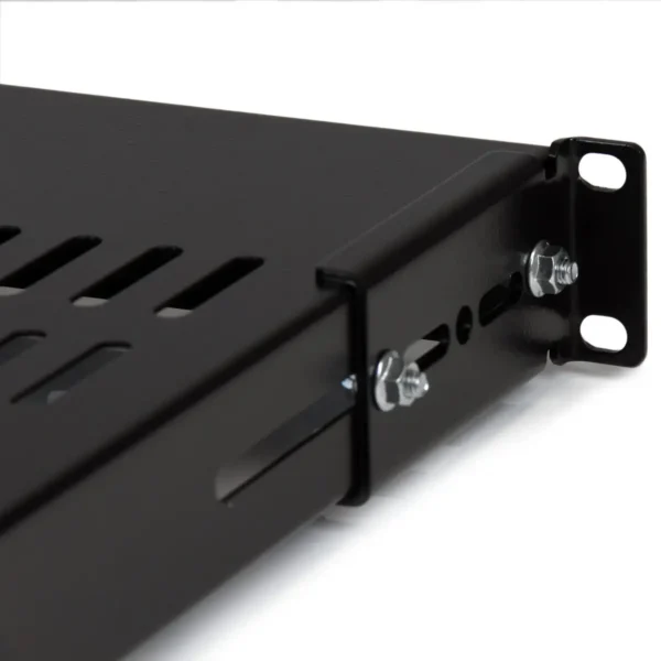 StarTech.com 1U Adjustable Vented Server Rack Mount Shelf – 175lbs – 19.5 to 38in Adjustable Mounting Depth Universal Tray for 19″ AV/ Network Equipment Rack – 27.5in Deep