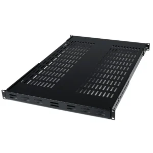 StarTech.com 1U Adjustable Vented Server Rack Mount Shelf – 175lbs – 19.5 to 38in Adjustable Mounting Depth Universal Tray for 19″ AV/ Network Equipment Rack – 27.5in Deep