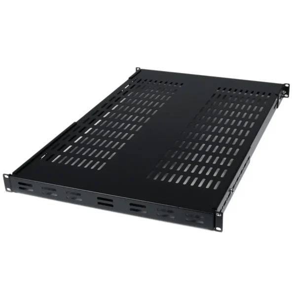 StarTech.com 1U Adjustable Vented Server Rack Mount Shelf – 175lbs – 19.5 to 38in Adjustable Mounting Depth Universal Tray for 19″ AV/ Network Equipment Rack – 27.5in Deep