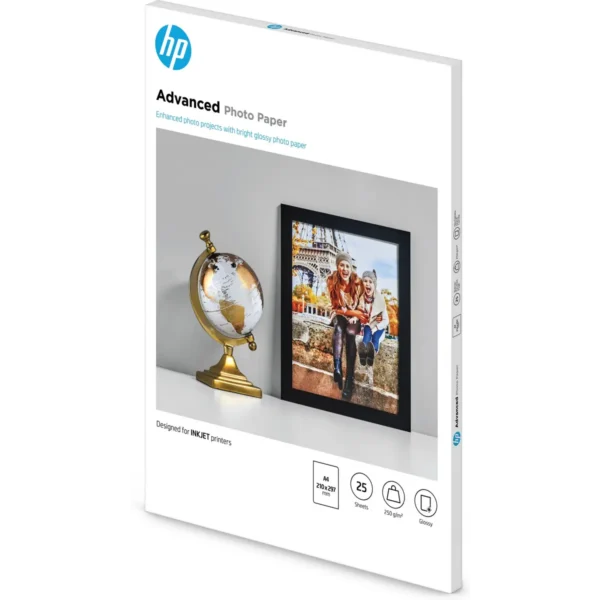 HP Advanced Photo Paper, Glossy, 250 g/m2, A4 (210 x 297 mm), 25 sheets