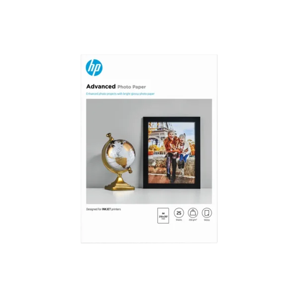 HP Advanced Photo Paper, Glossy, 250 g/m2, A4 (210 x 297 mm), 25 sheets