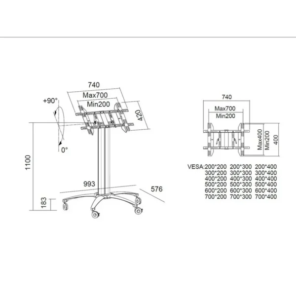 Multibrackets M Public Display Stand 110 HD Tilt & Table Silver