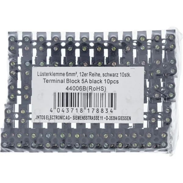 InLine Terminal Strip 6mm² 12 Port black 10 pcs.