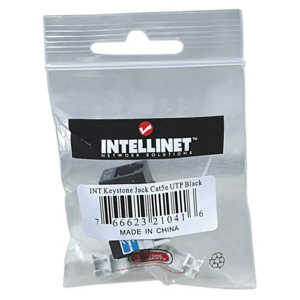 Intellinet Keystone Jack, Cat5e, UTP, Punch-down, Black