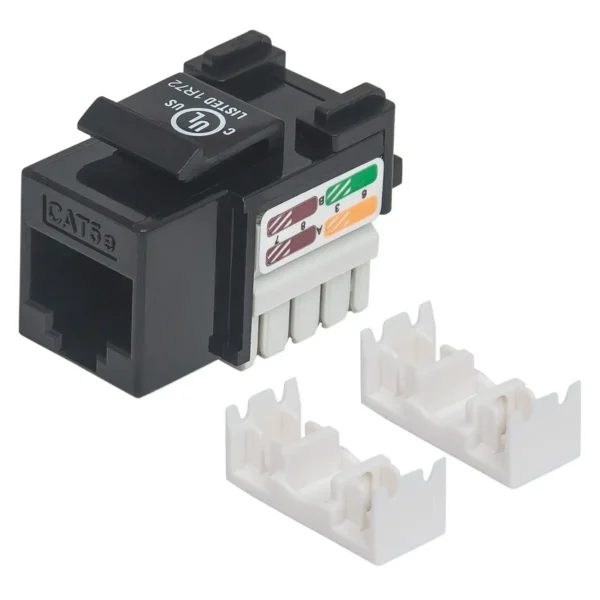 Intellinet Keystone Jack, Cat5e, UTP, Punch-down, Black