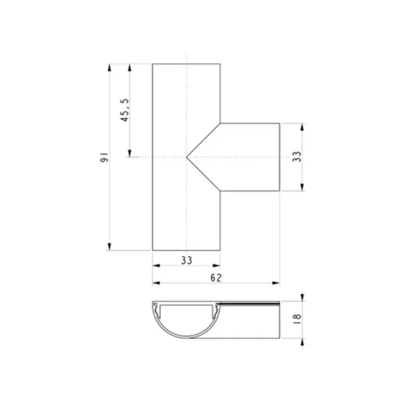 Multibrackets M Cable Cover T Joint 33mm Black