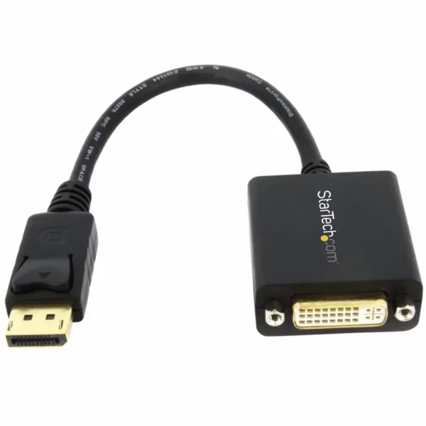 StarTech.com DisplayPort to DVI Adapter – DisplayPort to DVI-D Adapter Video Converter 1080p – DP 1.2 to DVI Monitor/Display Cable Adapter Dongle – DP to DVI Adapter – Latching DP Connector