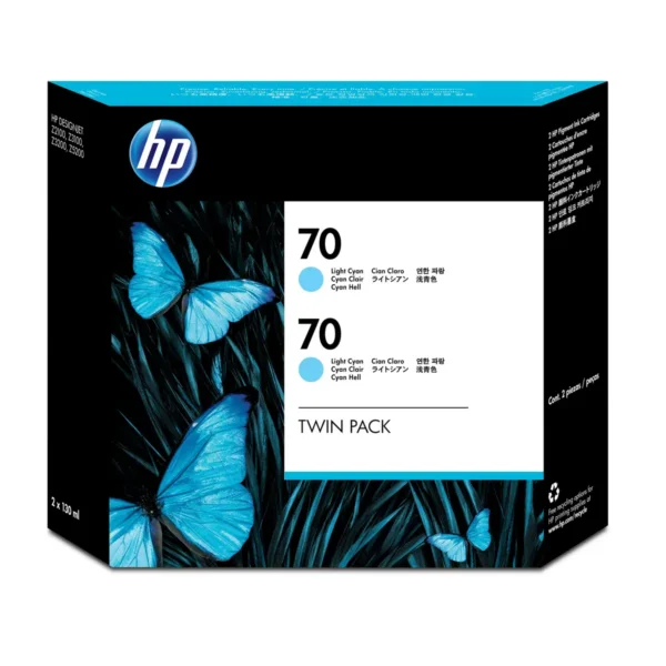HP 70 2-pack 130-ml Light Cyan DesignJet Ink Cartridges print head