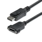 StarTech.com 3ft (1m) Panel Mount DisplayPort Cable – 4K x 2K – DisplayPort 1.2 Extension Cable Male to Female – DP Video Extender Cord with Panel Mount DP Connector – DP Monitor Cable