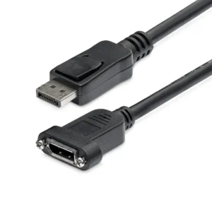 StarTech.com 3ft (1m) Panel Mount DisplayPort Cable – 4K x 2K – DisplayPort 1.2 Extension Cable Male to Female – DP Video Extender Cord with Panel Mount DP Connector – DP Monitor Cable