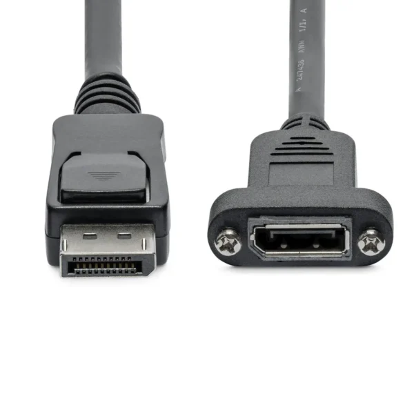StarTech.com 3ft (1m) Panel Mount DisplayPort Cable – 4K x 2K – DisplayPort 1.2 Extension Cable Male to Female – DP Video Extender Cord with Panel Mount DP Connector – DP Monitor Cable