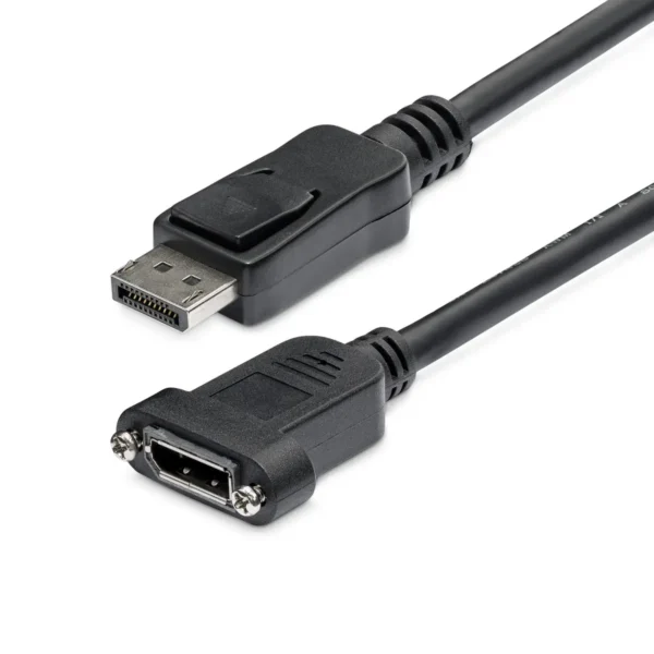 StarTech.com 3ft (1m) Panel Mount DisplayPort Cable – 4K x 2K – DisplayPort 1.2 Extension Cable Male to Female – DP Video Extender Cord with Panel Mount DP Connector – DP Monitor Cable