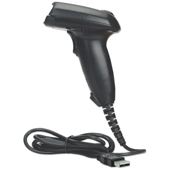 Manhattan Long Range CCD Handheld Barcode Scanner, USB, 500mm Scan Depth, Cable 1.5m, Max Ambient Light 10,000 lux (sunlight), Black, Three Year Warranty