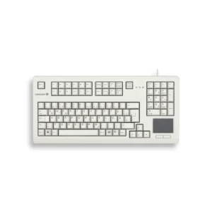 CHERRY TouchBoard G80-11900 Corded Keyboard with Touchpad, Light Grey, USB, (QWERTY – UK)