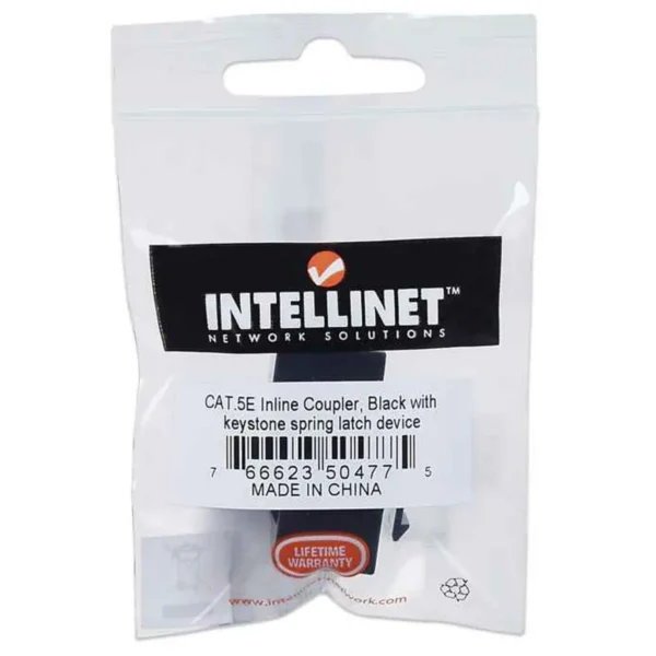 Intellinet Inline Coupler, Cat5e, UTP, Keystone Type, 8P8C Female to 8P8C Female, Black