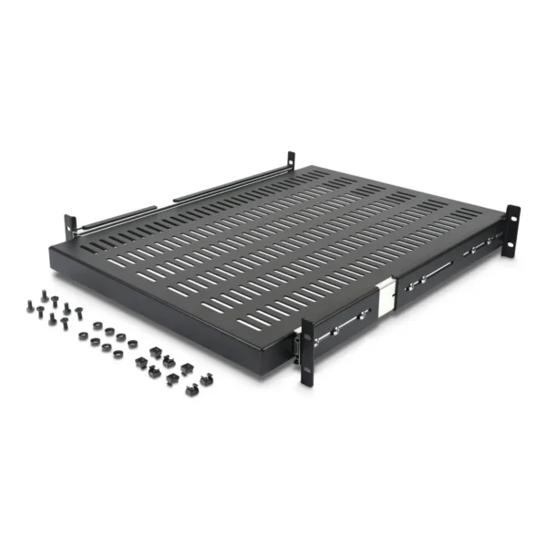 StarTech.com 2U Sliding Server Rack Mount Shelf – 20 to 30in Adjustable Mounting Depth – Vented – 50lb – Heavy Duty Universal 19” Rack Shelf for Equipment Rack – 24in Deep