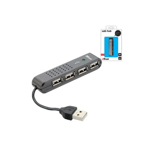 Trust USB hub – 4 ports 480 Mbit/s Black