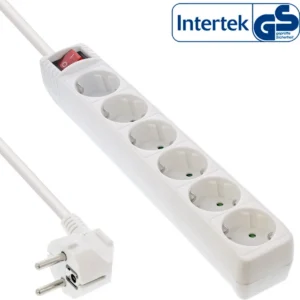 InLine Socket strip, 6-way earth contact CEE 7/3, white, 5m