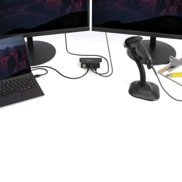 StarTech.com 4-Port USB 2.0 Hub – Metal Industrial USB-A Hub – Din Rail, Wall or Desk Mountable USB Data Hub – TAA Compliant USB Expander Hub