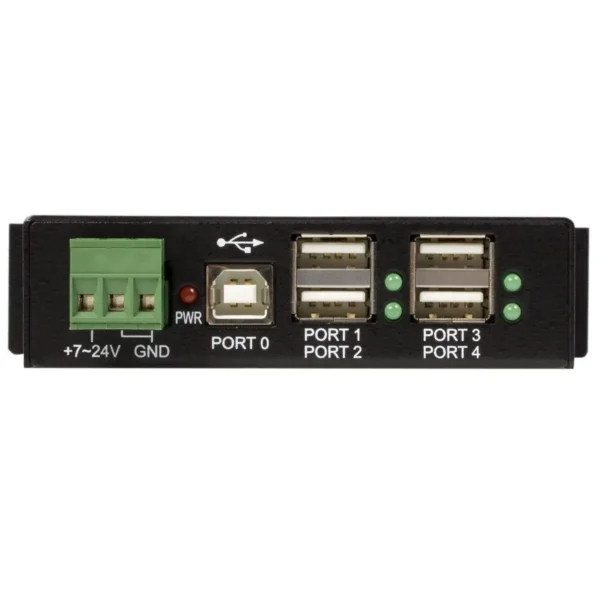 StarTech.com 4-Port USB 2.0 Hub – Metal Industrial USB-A Hub – Din Rail, Wall or Desk Mountable USB Data Hub – TAA Compliant USB Expander Hub