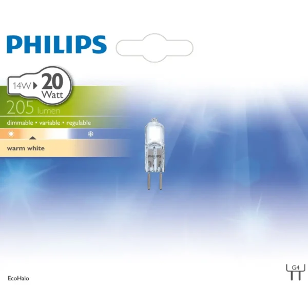 Philips Halogen 14 W (20 W) G4 Warm white Dimmable capsule bulb
