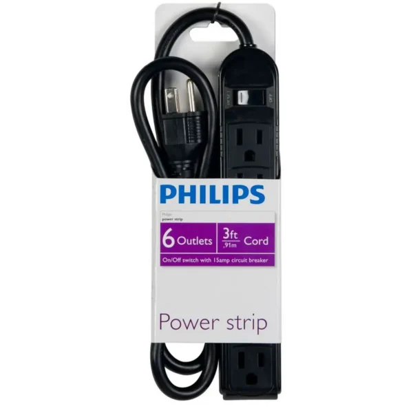 Philips SPS1060W/17 surge protector Black 6 AC outlet(s)
