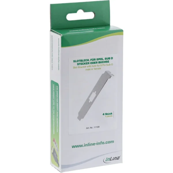 InLine Slot Bracket with hole for 9 Pin Sub-D male or female 4 pcs.