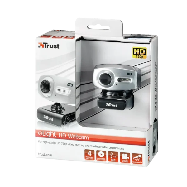 Trust eLight HD 720p webcam 1.3 MP 1280 x 720 pixels USB 2.0 Black, Silver
