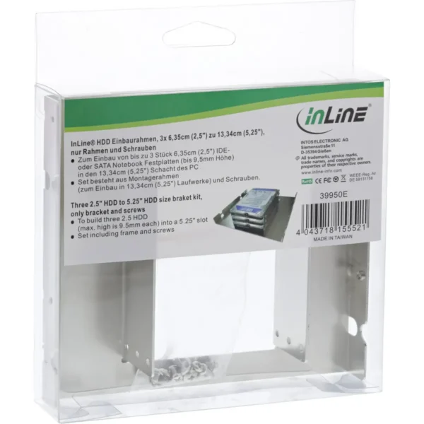 InLine Bracket Kit 3x 2.5″ HDD to 5.25″ HDD size Brackets and Screws