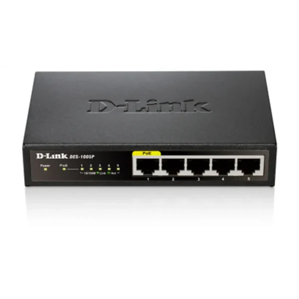 D-Link DES-1005P Unmanaged Fast Ethernet (10/100) Power over Ethernet (PoE) Black