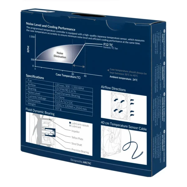 ARCTIC F12 TC 3-Pin Temperature-controlled fan with standard case
