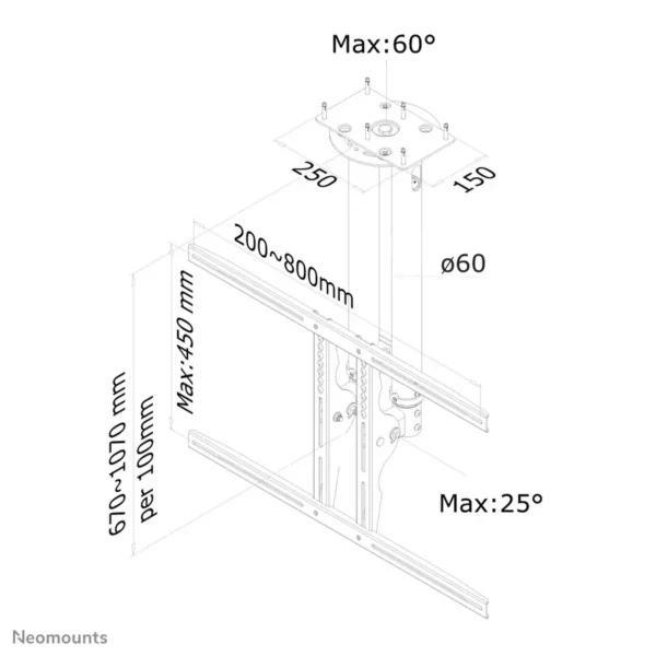 Neomounts PLASMA-C100BLACK Monitor/TV mount ceiling 37-75″ – h 67-107 cm