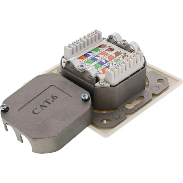 InLine Cat.6 Wall Outlet Box surface or flush mount 2x RJ45 horizontal